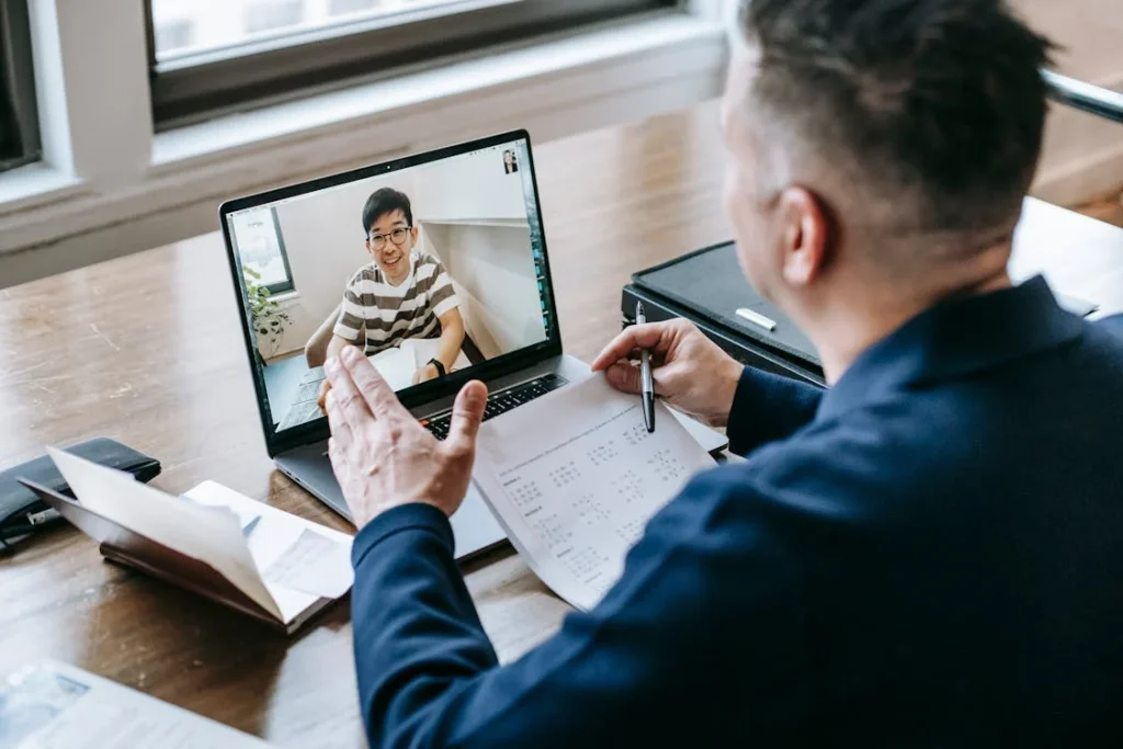 Man conducting an online training session